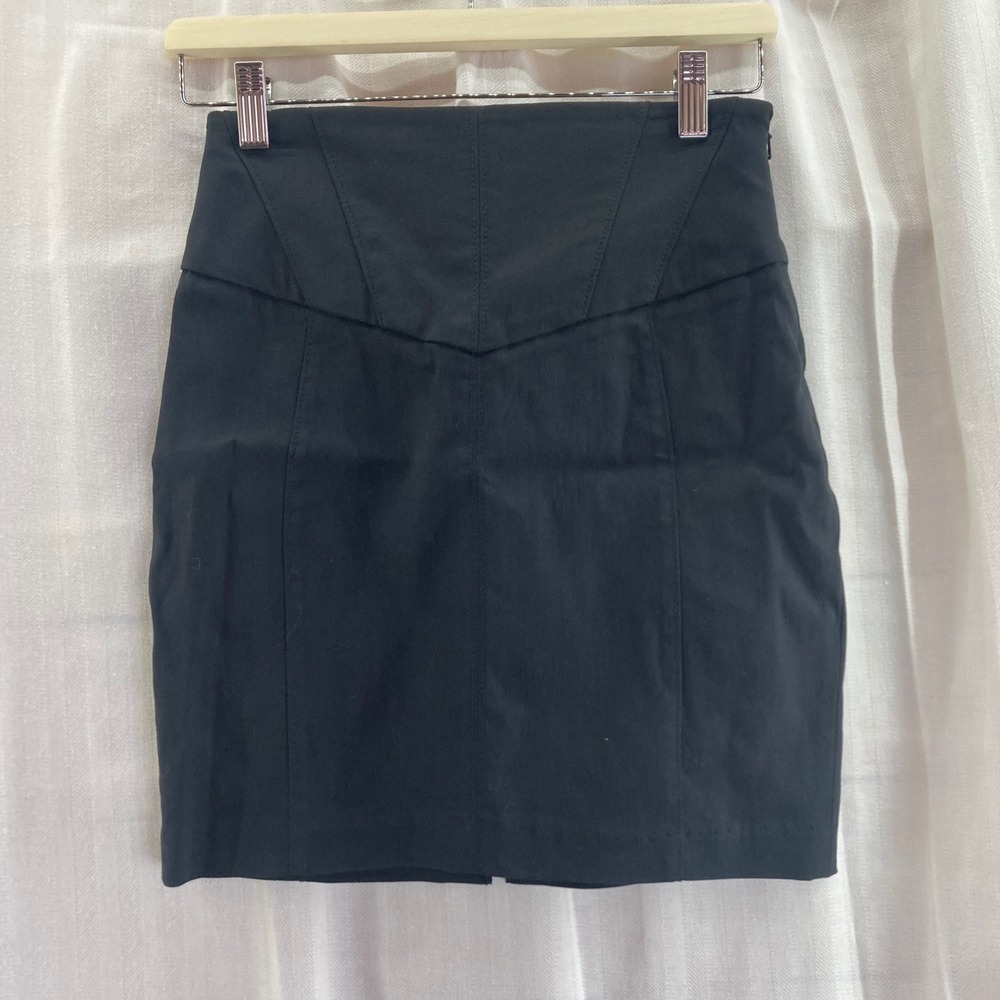 Express Design Studio Black Mini Skirt Corset Waist Fitted Lined Chic Size 0